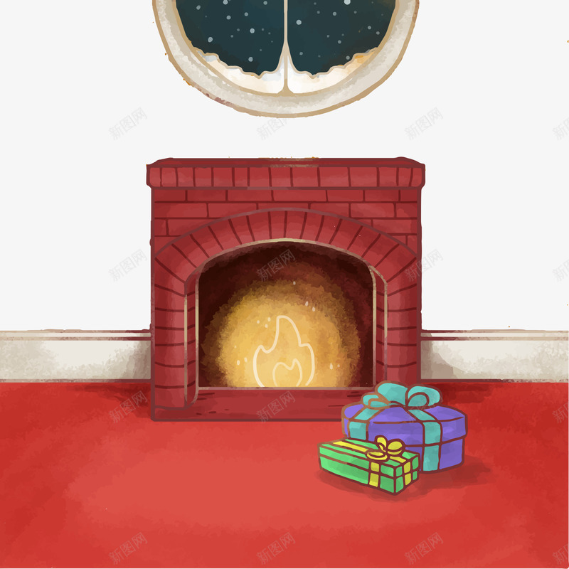 水彩圣诞节壁炉png免抠素材_新图网 https://ixintu.com 圣诞节礼物盒 水彩圣诞节壁炉 矢量圣诞节壁炉 红色圣诞节壁炉