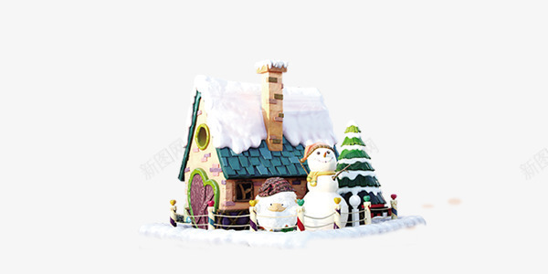 圣诞节雪屋png免抠素材_新图网 https://ixintu.com 堆雪人 房 房子 雪后 雪屋