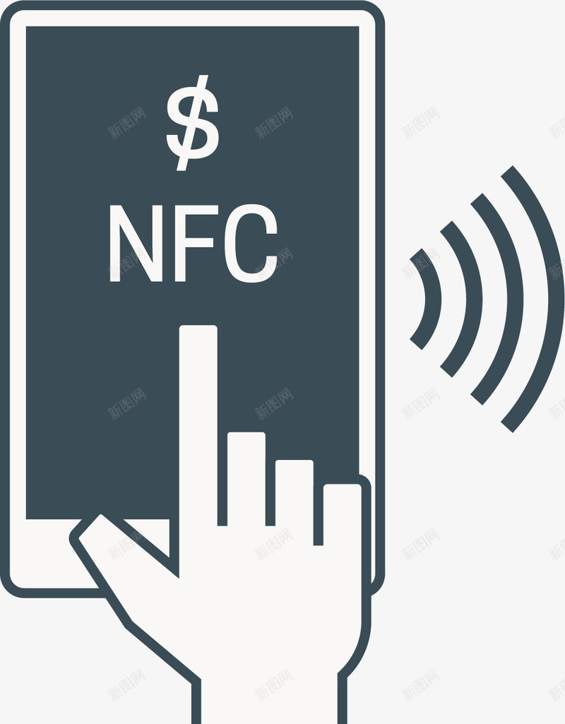 手机移动支付NFC矢量图图标ai_新图网 https://ixintu.com NFC支付 卡通NFC 手机 支付方式 无线支付 矢量NFC 移动支付 矢量图