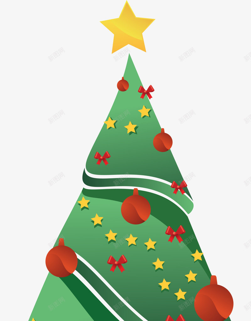 绿色卡通圣诞树png免抠素材_新图网 https://ixintu.com 冬天 冬季 卡通树木 圣诞节 绿色圣诞树 节日树木 装饰图案
