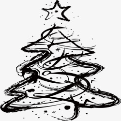 涂鸦五角星黑色抽象圣诞树涂鸦高清图片
