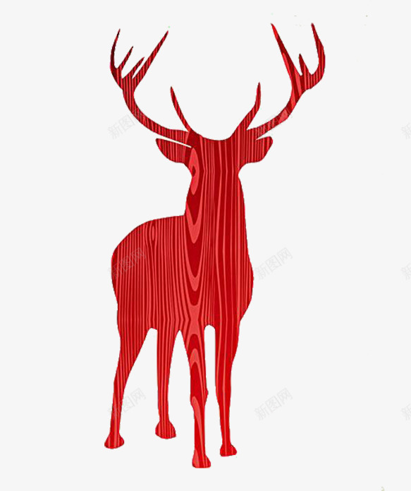 红色木纹鹿png免抠素材_新图网 https://ixintu.com 创意动物 木纹 红色 纹路 鹿