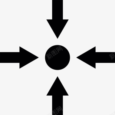 四个箭头指向圆的中心图标图标