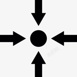 四个方向四个箭头指向圆的中心图标高清图片