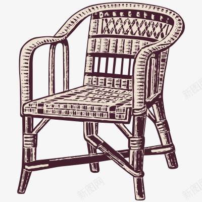 藤椅png免抠素材_新图网 https://ixintu.com 欧美古典家居手绘藤椅