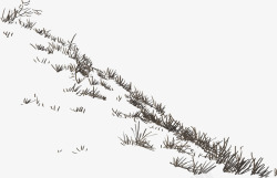 手绘冬季草地风景素材