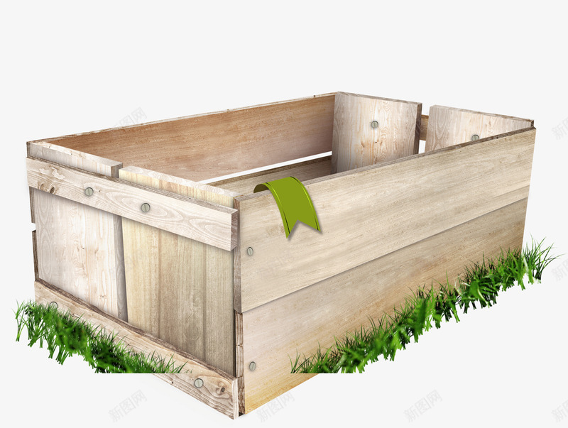 一个草边的木箱子psd免抠素材_新图网 https://ixintu.com 一个 实物 木质 箱子 草边