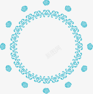 玫瑰花纹png免抠素材_新图网 https://ixintu.com 产品展示框 圆环 圈圈 抽象 纹绣 线条 蓝色花纹