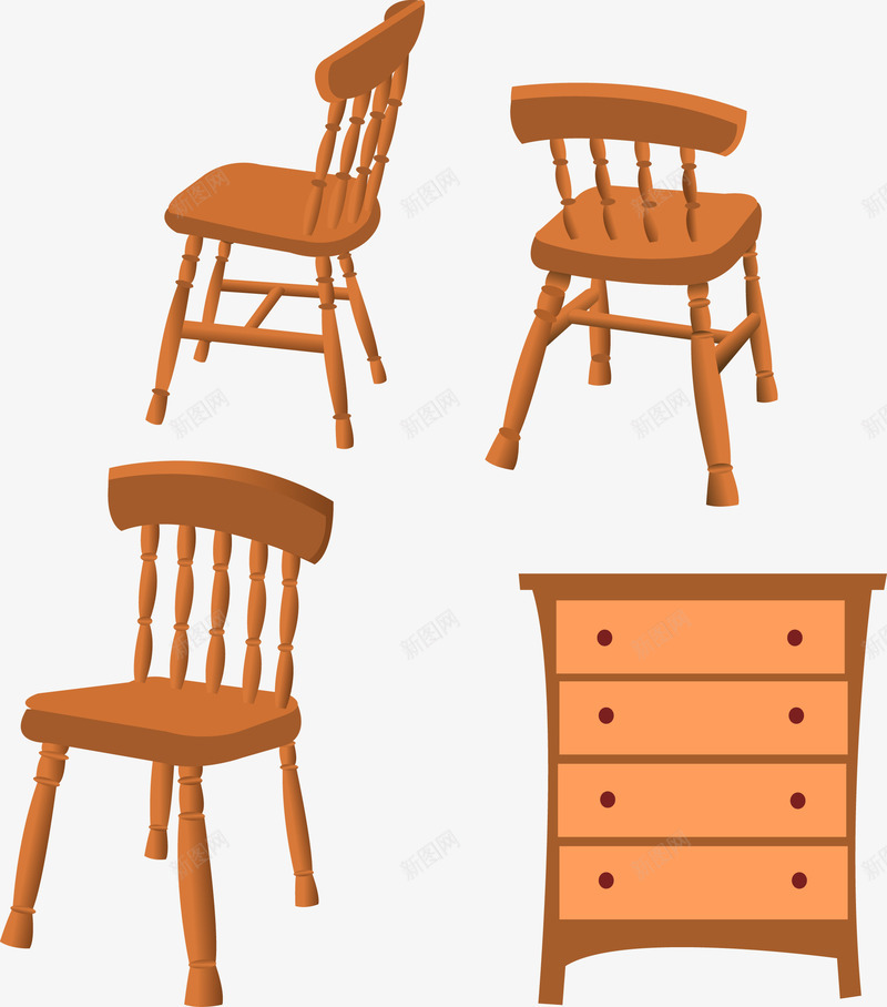 家具柜子和椅子png免抠素材_新图网 https://ixintu.com 卡通 可爱 流行 简约