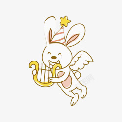 天使竖琴兔子天使高清图片