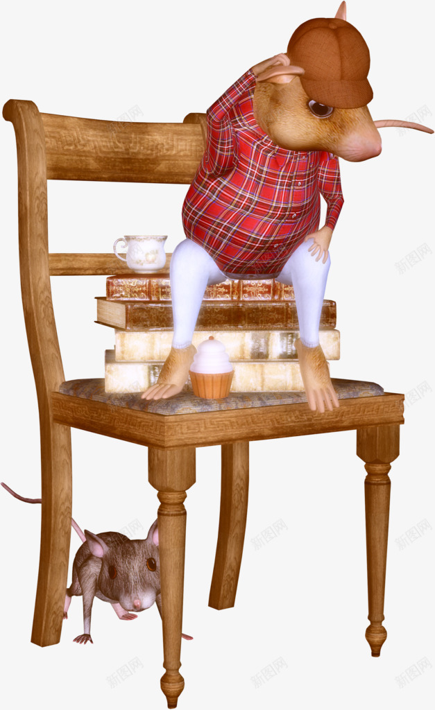 老鼠之家png免抠素材_新图网 https://ixintu.com 书本 书籍 居家 帽子 格子衬衫 椅子 甜点 老鼠 茶杯 蛋糕 躲藏