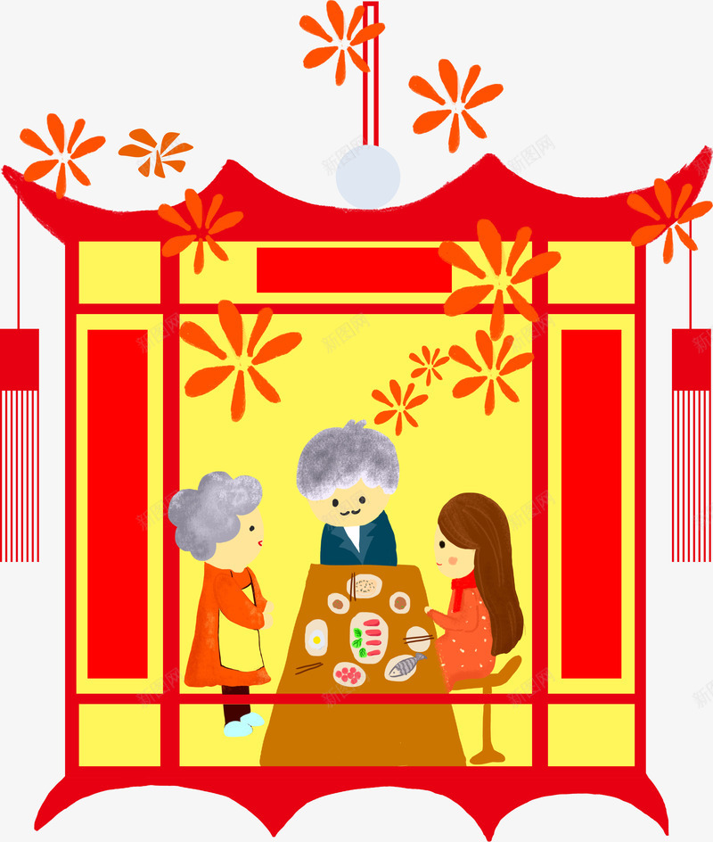 黄色中国风年夜饭灯笼png免抠素材_新图网 https://ixintu.com 一家人 团圆 年夜饭 新年 新春 春节 灯笼 过年