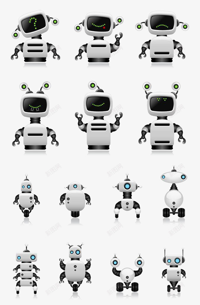 黑白电子机器人png免抠素材_新图网 https://ixintu.com 可爱 机器人 电子 科技