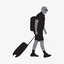 卡通插画男人拖着行李素材