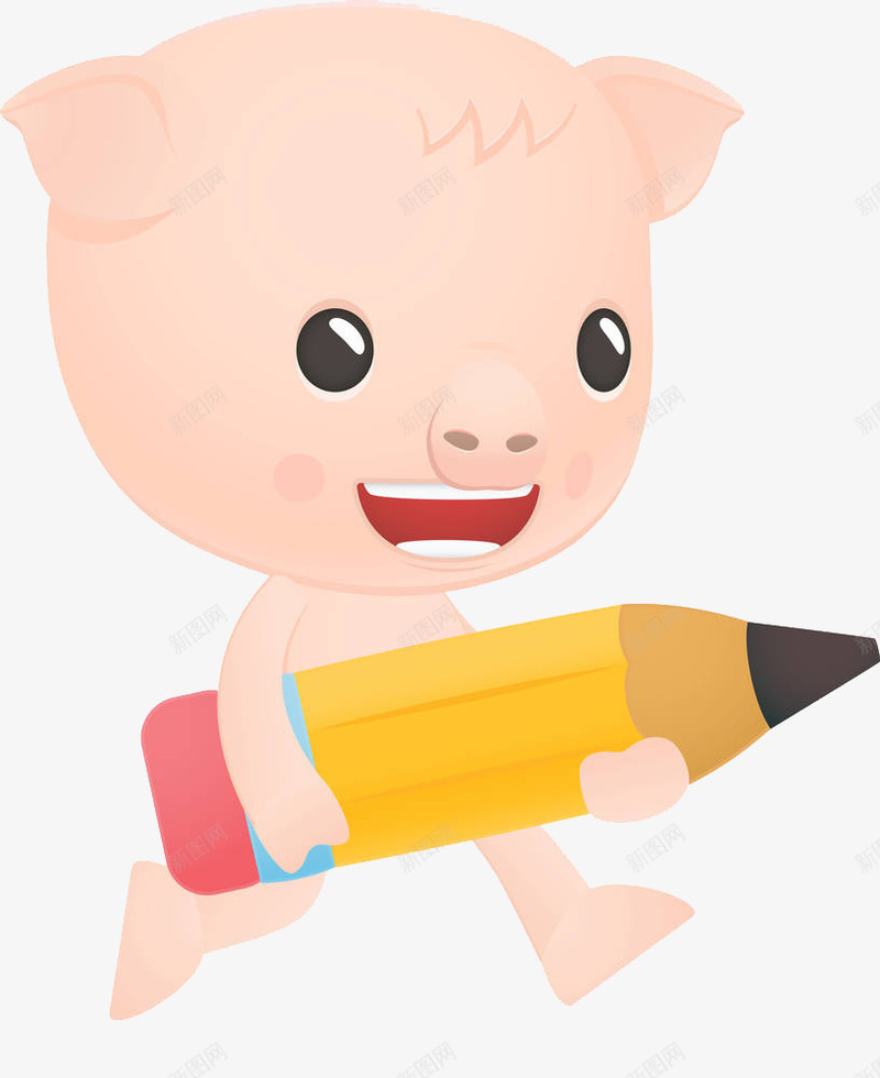 拿着笔的小猪png免抠素材_新图网 https://ixintu.com 写 写字 学习 小猪 手 抱笔 拿着 拿笔 握笔 握笔姿势 笔 记录 跑
