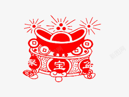 漂浮剪纸png免抠素材_新图网 https://ixintu.com 中国风 剪纸 红色 聚宝盆 聚宝盆图