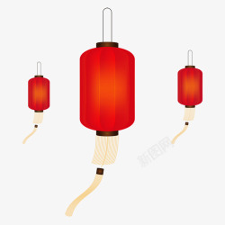 红色中国风漂浮灯笼素材