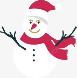 圣诞节白色红围巾雪人素材
