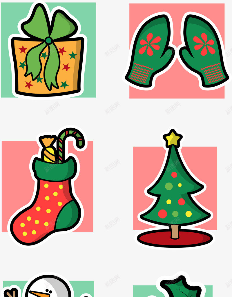 圣诞节卡通图标png_新图网 https://ixintu.com 人物形象 促销 图标 圣诞之夜 圣诞树 圣诞节 圣诞节卡通 广告设计 手套 缤纷 袜子 装饰丝带