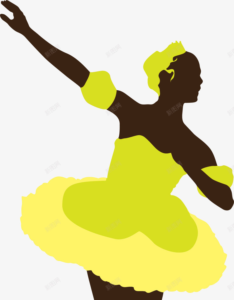 黄绿色扁平芭蕾女孩png免抠素材_新图网 https://ixintu.com 人物插画 舞姿 舞者 舞蹈 艺术 芭蕾女孩 跳舞 跳舞女生