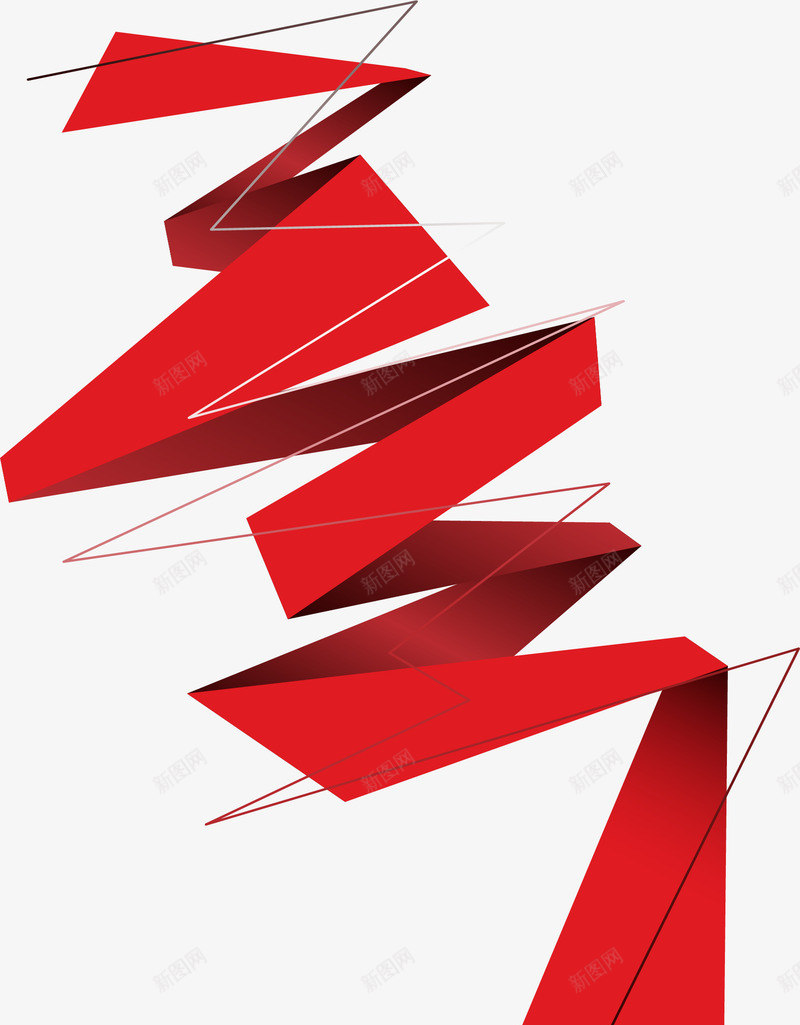 红色螺旋折纸效果png免抠素材_新图网 https://ixintu.com 折纸效果 矢量png 科技感 科技条纹 红色彩带 红色折纸