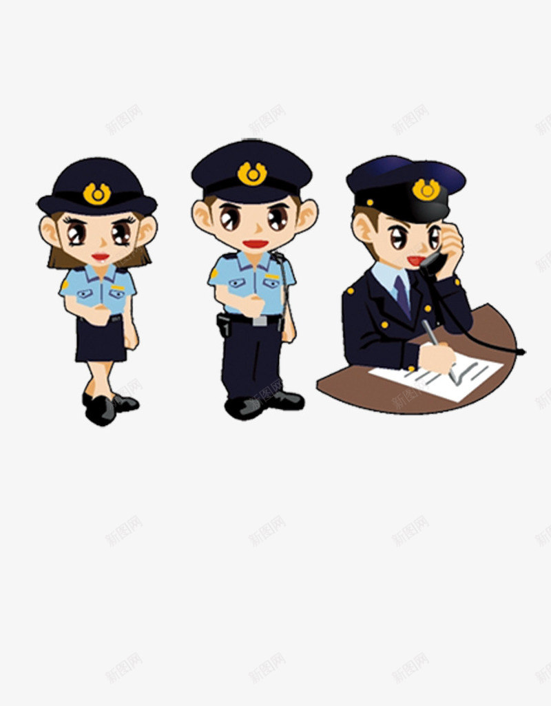 卡通警察png免抠素材_新图网 https://ixintu.com 交警 人物素材 可爱卡通 女生 男生 警察