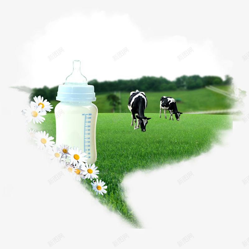 绿色草原psd免抠素材_新图网 https://ixintu.com 奶牛 奶瓶 安全 牛 牛奶 环保 绿色 草地