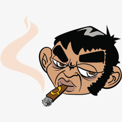 烟雾头像卡通抽雪茄的男人头像插画高清图片