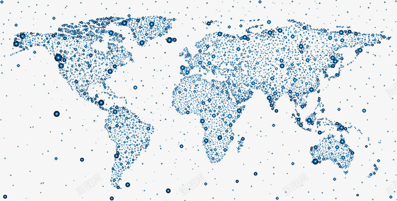 蓝色点状标记地图图标png_新图网 https://ixintu.com 世界地图 地图 标记 点状地图 科技感地图 网点地图 设计感地图
