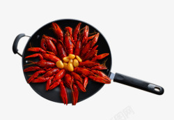 铸铁锅中的龙虾素材