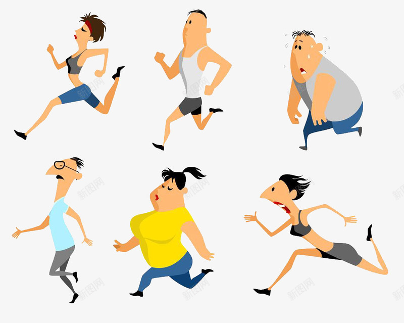 不同的男女跑步姿态png免抠素材_新图网 https://ixintu.com 卡通人物 展示 装饰 跑的人