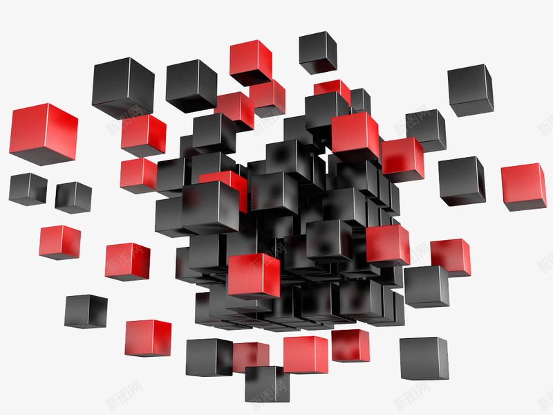 一堆立方体png免抠素材_新图网 https://ixintu.com 一堆立方体 光泽 动感立方体 商务 建筑 抽象 方形盒子 科技 红色 黑色