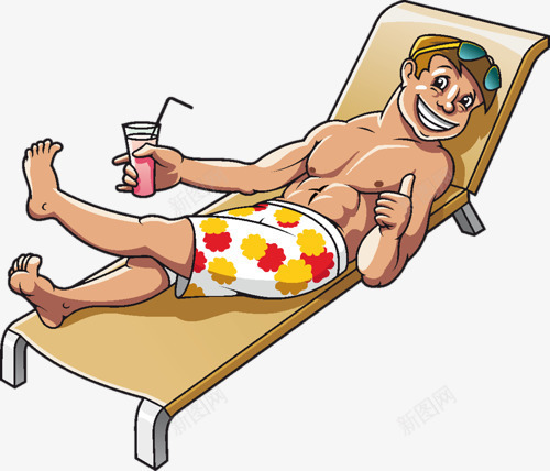 卡通绘画晒太阳的男人png免抠素材_新图网 https://ixintu.com 卡通 晒太阳 沙滩 海边 男人
