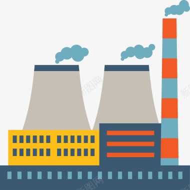 扁平化工厂碳排放图标图标