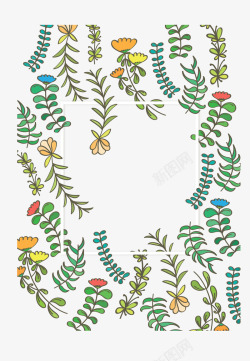 绿色纹理花朵植物元素矢量图素材