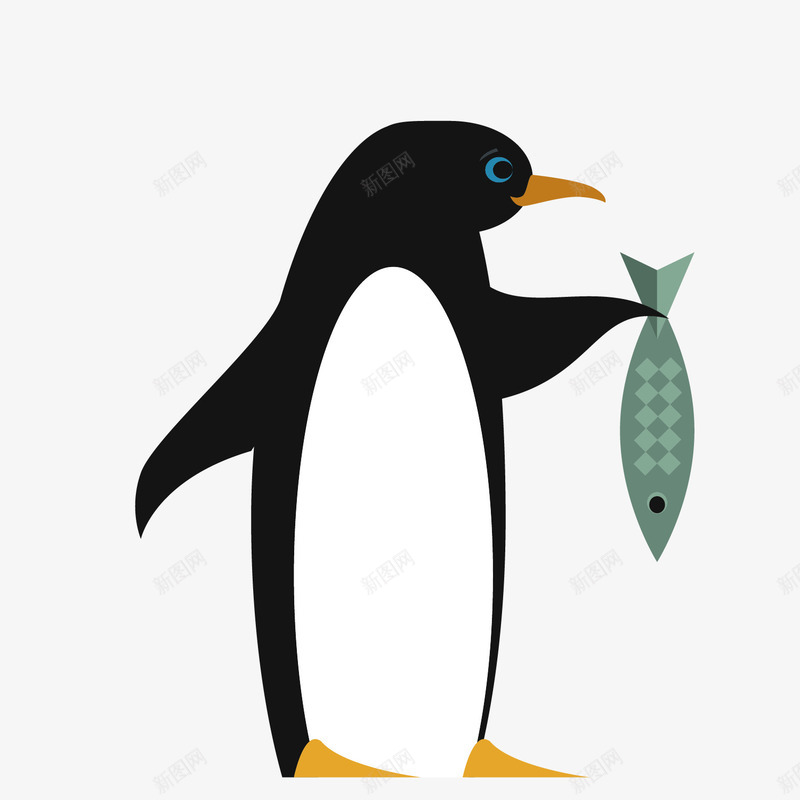 可爱卡通拿着鱼的企鹅png免抠素材_新图网 https://ixintu.com 企鹅免费png下载 卡通企鹅 卡通企鹅矢量素材 可爱企鹅 拿着鱼的企鹅