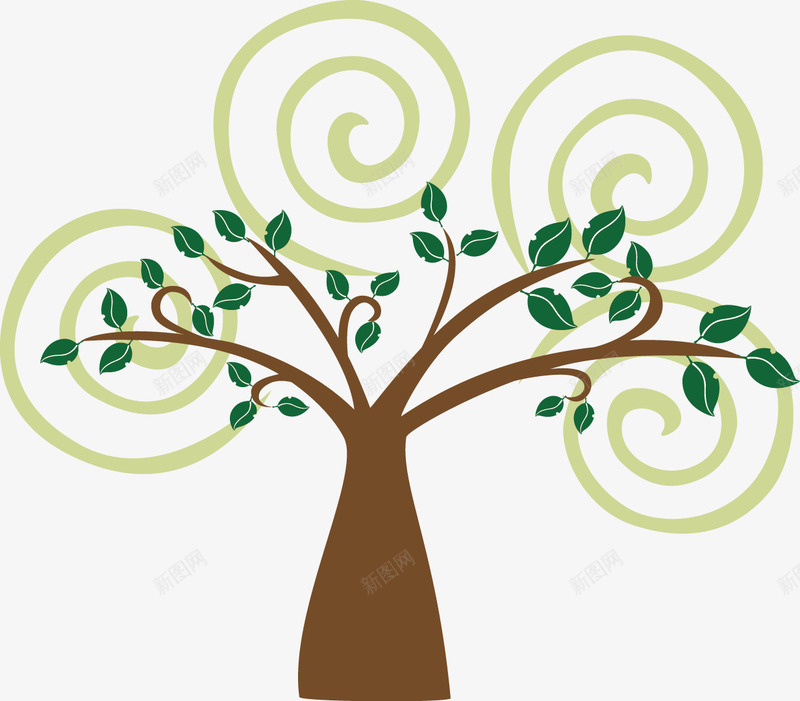 抽象大树png免抠素材_新图网 https://ixintu.com 保护环境 卡通背景 抽象大树 抽象背景 抽象设计 绿色