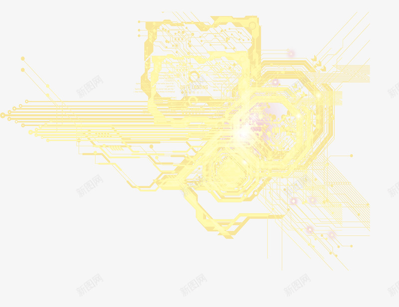 科技光金色线条矢量图ai免抠素材_新图网 https://ixintu.com 人工智能 接线图 时尚 电路板 矢量图 科技光 网格 脉路 金色