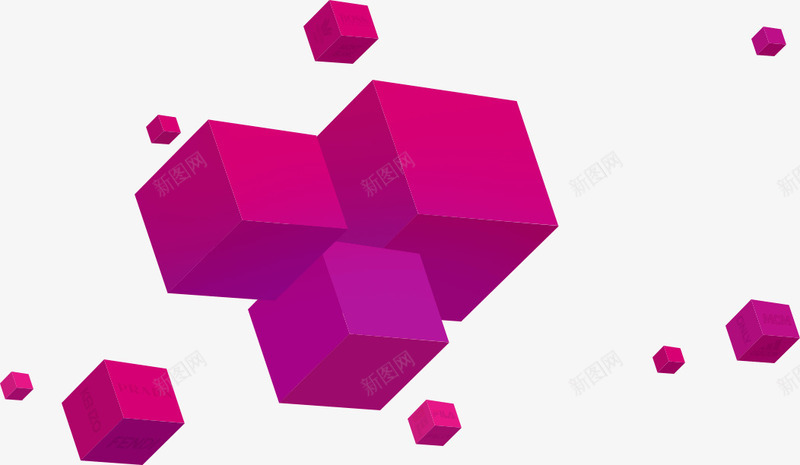 粉紫色方块漂浮装饰png免抠素材_新图网 https://ixintu.com 方块 漂浮 紫色 装饰