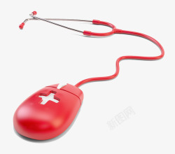 红色鼠标听诊器素材