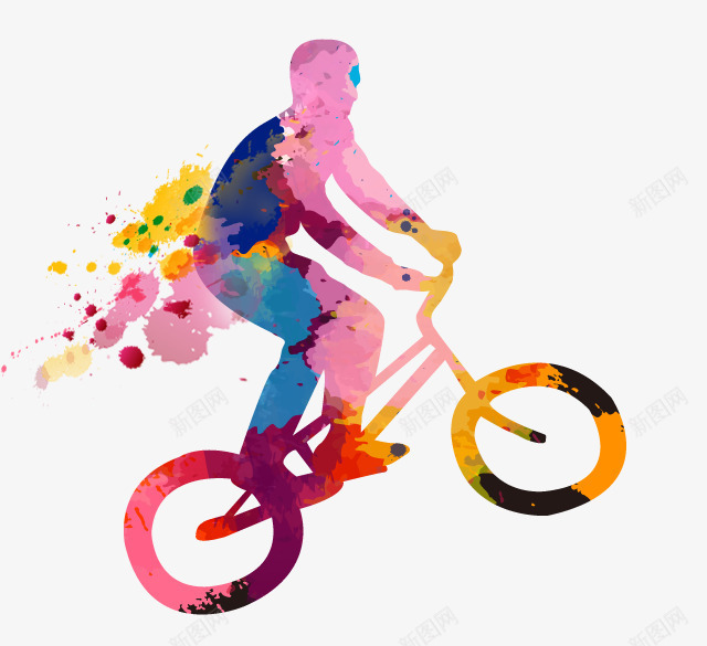 创意彩色动感元素png免抠素材_新图网 https://ixintu.com 创意彩色动感元素 卡通 炫彩 骑自行的人