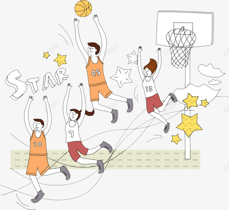 打篮球的孩子png免抠素材_新图网 https://ixintu.com 卡通 孩子 手绘 打篮球 跳跃
