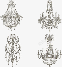 手绘灰色吊灯矢量图素材