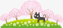 春天猫咪春暖花开绿色草地高清图片