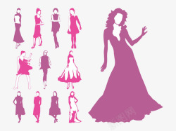 女士各类裙子样式展示效果元素图素材