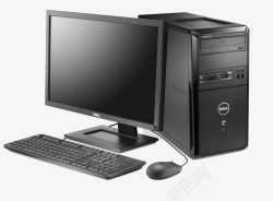 台式主机一台黑色的电脑和主机高清图片