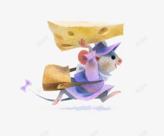 卡通老鼠和奶酪png免抠素材_新图网 https://ixintu.com 奔跑 奶酪 老鼠 食物