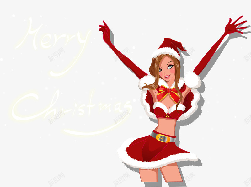 圣诞节女孩片png免抠素材_新图网 https://ixintu.com 圣诞免费矢量素材图片 女孩子 时尚美女 穿红色短裙的女孩
