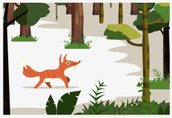 森林里的狐狸矢量图素材