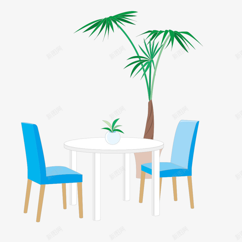 蓝色椅子桌子用餐场景矢量图ai免抠素材_新图网 https://ixintu.com 桌子 椅子 用餐 蓝色 矢量图
